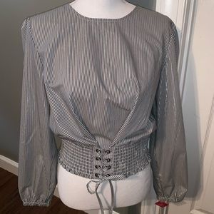 Xhilaration- Black & White Striped Blouse